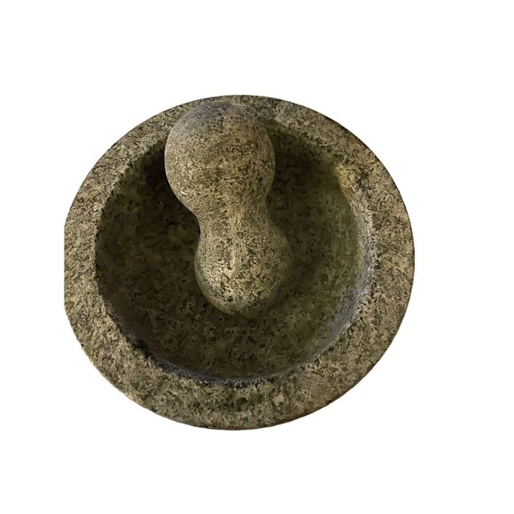 Granite Stone Mortar and Pestle Molcajete Mexican Salsa Bowl 6 Inch - Picture 4 of 4